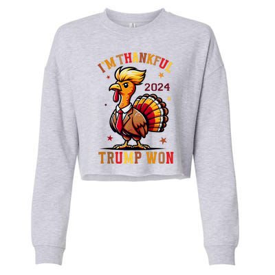 I Am Thankful That Trump Won Usa Thanksgiving Turkey Thanks Cropped Pullover Crew