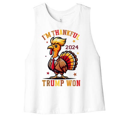 I Am Thankful That Trump Won Usa Thanksgiving Turkey Thanks Women's Racerback Cropped Tank