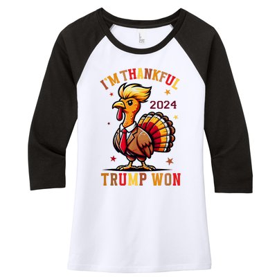 I Am Thankful That Trump Won Usa Thanksgiving Turkey Thanks Women's Tri-Blend 3/4-Sleeve Raglan Shirt