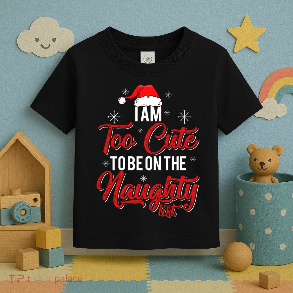 I Am Too Cute To Be On The Naughty List Christmas Toddler T-Shirt