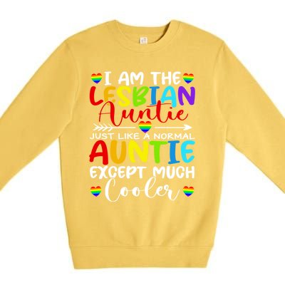 I Am The Lesbian Auntie Matching Pride Lgbt Heart Lesbian Funny Gift Premium Crewneck Sweatshirt