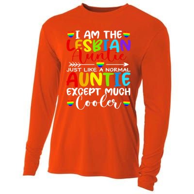 I Am The Lesbian Auntie Matching Pride Lgbt Heart Lesbian Funny Gift Cooling Performance Long Sleeve Crew