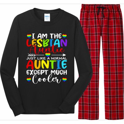 I Am The Lesbian Auntie Matching Pride Lgbt Heart Lesbian Funny Gift Long Sleeve Pajama Set