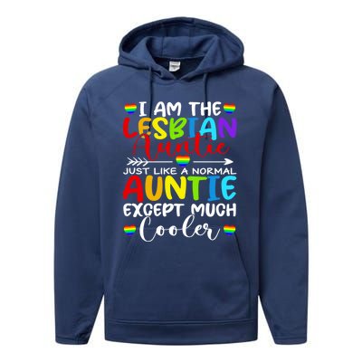 I Am The Lesbian Auntie Matching Pride Lgbt Heart Lesbian Funny Gift Performance Fleece Hoodie