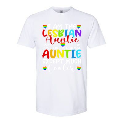 I Am The Lesbian Auntie Matching Pride Lgbt Heart Lesbian Funny Gift Softstyle CVC T-Shirt