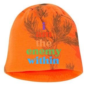 I Am The Enemy Within Vote For Kamala Anti Trump Kati - Camo Knit Beanie