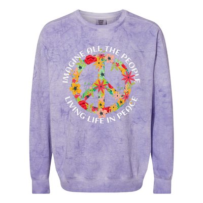 Imagine All The People Living Life In Peace Colorblast Crewneck Sweatshirt