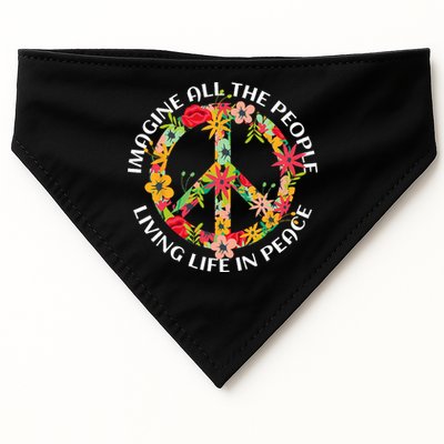 Imagine All The People Living Life In Peace USA-Made Doggie Bandana