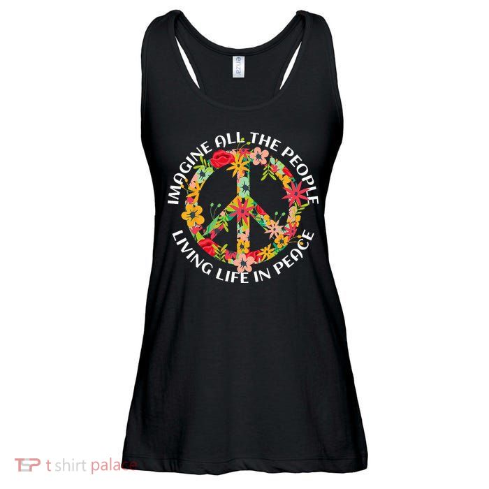 Imagine All The People Living Life In Peace Ladies Essential Flowy Tank