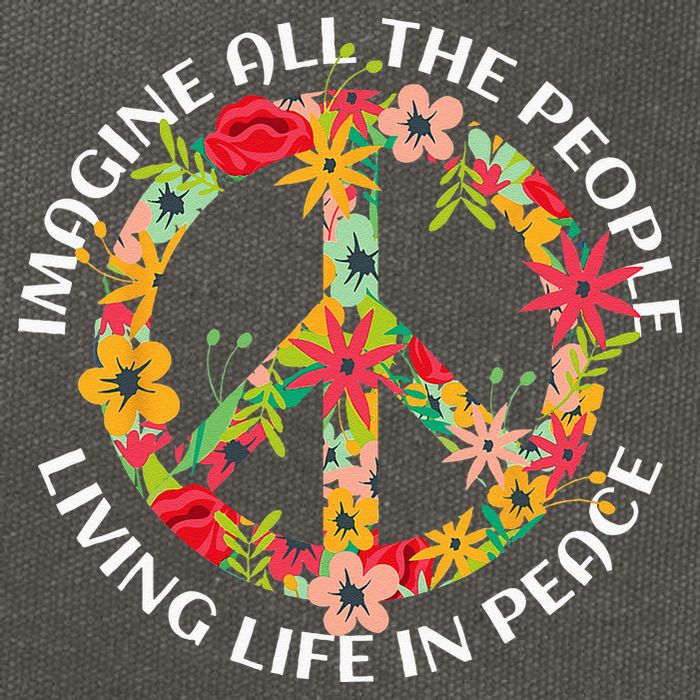 Imagine All The People Living Life In Peace Cotton Canvas Backpack