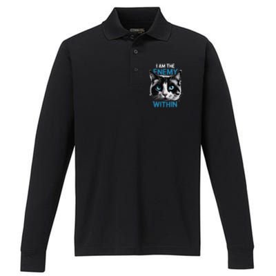 I Am The Enemy Within Performance Long Sleeve Polo