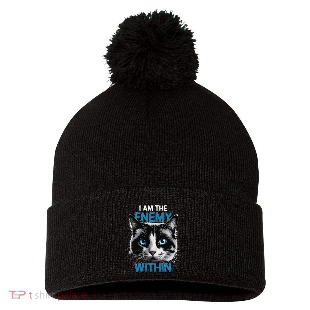 I Am The Enemy Within Pom Pom 12in Knit Beanie
