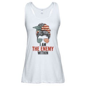 I Am The Enemy Within Harris Walz 2024 White Ladies Essential Flowy Tank