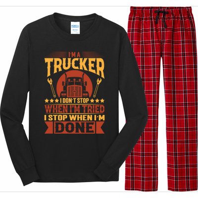 I'm A Trucker Funny Truck Driver Father Great Gift Long Sleeve Pajama Set