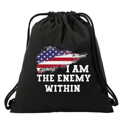 I Am The Enemy Within Drawstring Bag