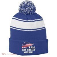 I Am The Enemy Within Stripe Pom Pom Beanie