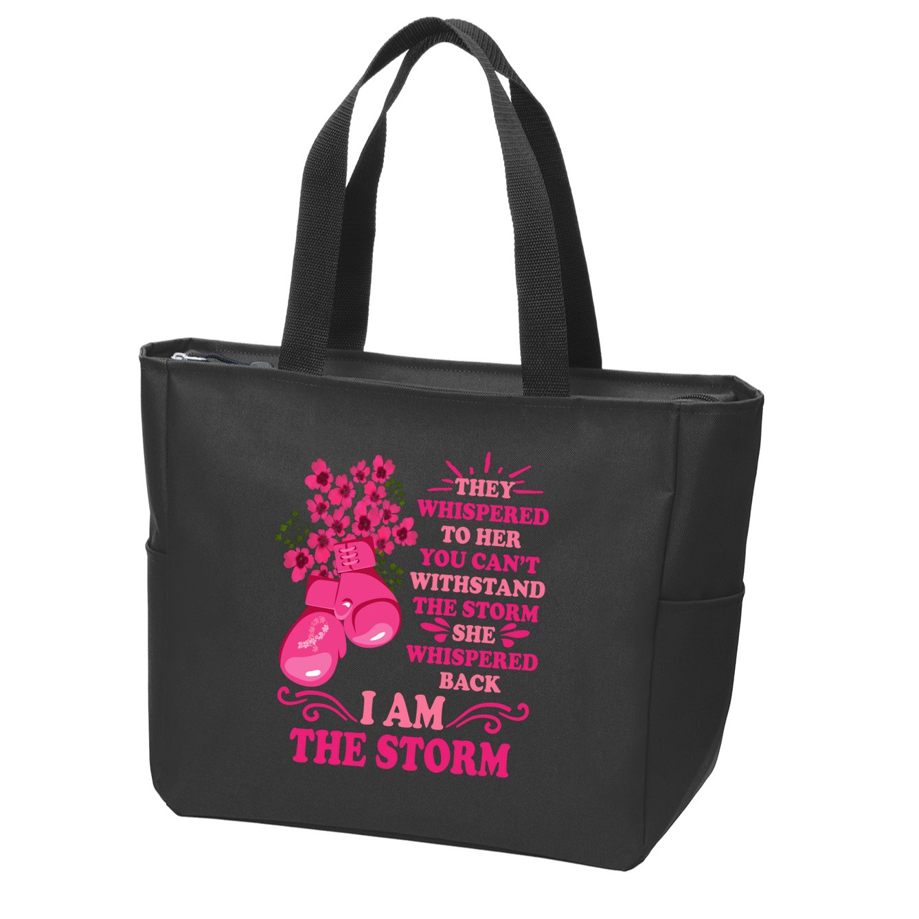 I Am The Storm Fight Breast Cancer Awareness Quote Zip Tote Bag