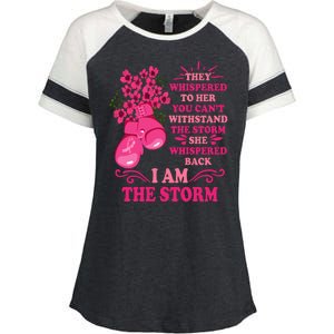 I Am The Storm Fight Breast Cancer Awareness Quote Enza Ladies Jersey Colorblock Tee