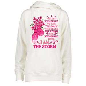 I Am The Storm Fight Breast Cancer Awareness Quote Womens Funnel Neck Pullover Hood