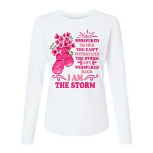 I Am The Storm Fight Breast Cancer Awareness Quote Womens Cotton Relaxed Long Sleeve T-Shirt