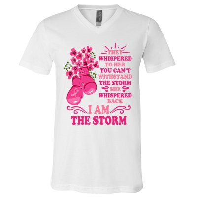 I Am The Storm Fight Breast Cancer Awareness Quote V-Neck T-Shirt