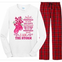 I Am The Storm Fight Breast Cancer Awareness Quote Long Sleeve Pajama Set