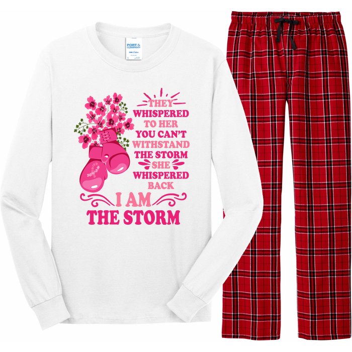 I Am The Storm Fight Breast Cancer Awareness Quote Long Sleeve Pajama Set