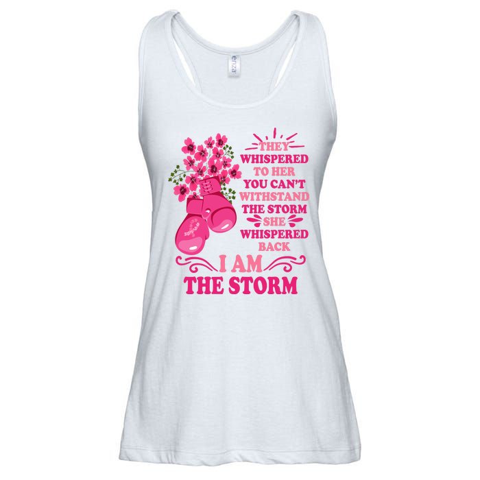 I Am The Storm Fight Breast Cancer Awareness Quote Ladies Essential Flowy Tank