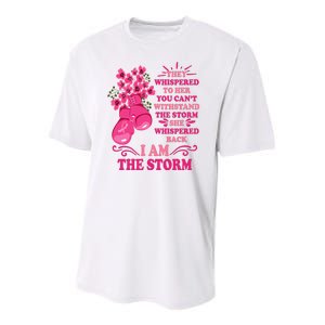 I Am The Storm Fight Breast Cancer Awareness Quote Youth Performance Sprint T-Shirt