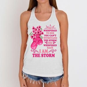 I Am The Storm Fight Breast Cancer Awareness Quote Women's Knotted Racerback Tank