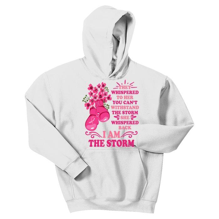 I Am The Storm Fight Breast Cancer Awareness Quote Kids Hoodie