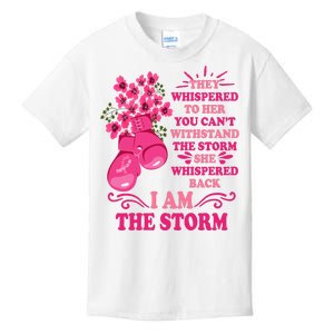 I Am The Storm Fight Breast Cancer Awareness Quote Kids T-Shirt