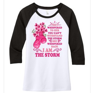 I Am The Storm Fight Breast Cancer Awareness Quote Women's Tri-Blend 3/4-Sleeve Raglan Shirt