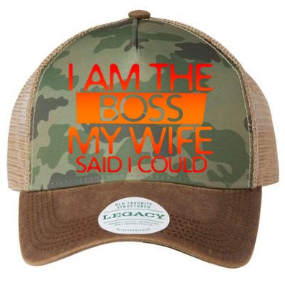 I Am The Boss Gift My Wife Said I Could Funny Gift Legacy Tie Dye Trucker Hat