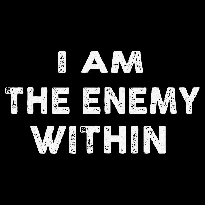 I Am The Enemy Within Pun Drawstring Bag