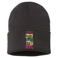 I Am The Girl At The R.O.C.K Show Funny Punk Rock Music Lover Sustainable Knit Beanie