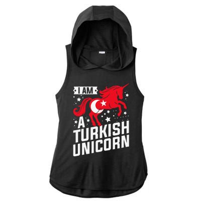 Iam A Turkish Unicorn Flag Design Tourist Souvenir Ladies PosiCharge Tri-Blend Wicking Draft Hoodie Tank