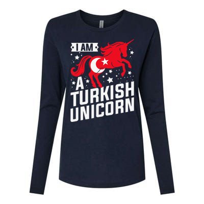 Iam A Turkish Unicorn Flag Design Tourist Souvenir Womens Cotton Relaxed Long Sleeve T-Shirt