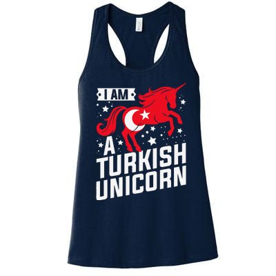 Iam A Turkish Unicorn Flag Design Tourist Souvenir Women's Racerback Tank