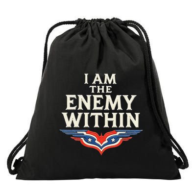 I Am The Enemy Within Drawstring Bag
