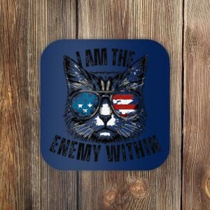 I Am The Enemy Within Cat Design Kamala Harris 2024 Merch Coaster