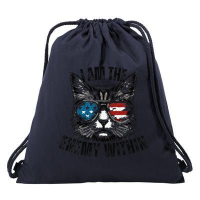 I Am The Enemy Within Cat Design Kamala Harris 2024 Merch Drawstring Bag