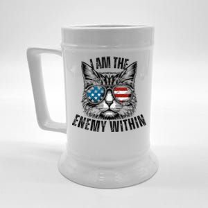 I Am The Enemy Within Cat Design Kamala Harris 2024 Merch Beer Stein