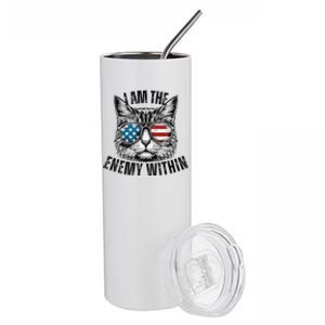 I Am The Enemy Within Cat Design Kamala Harris 2024 Merch Stainless Steel Tumbler