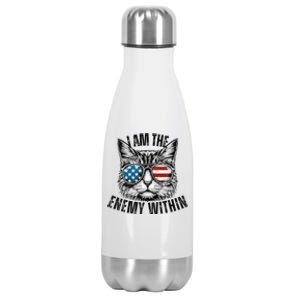 I Am The Enemy Within Cat Design Kamala Harris 2024 Merch Stainless Steel Insulated Water Bottle