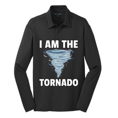 I Am The Storm Twister Tornado Hurricane Meteorologist Silk Touch Performance Long Sleeve Polo