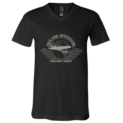 Indiana And The Temple Of Doom Aviation Badge V-Neck T-Shirt