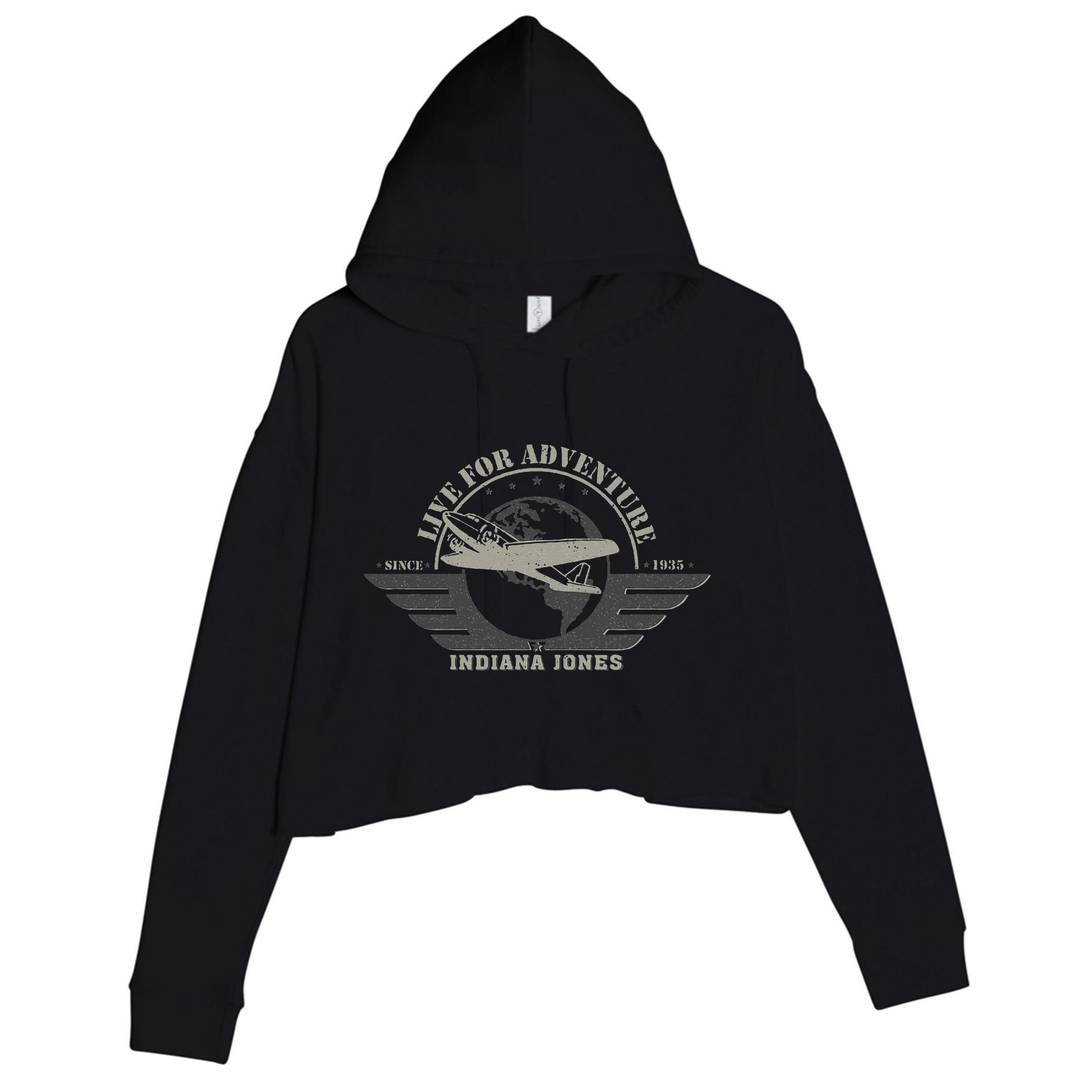 Indiana And The Temple Of Doom Aviation Badge Crop Fleece Hoodie