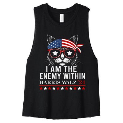 I Am The Enemy Within Harris Walz 2024 Merch Women's Racerback Cropped Tank