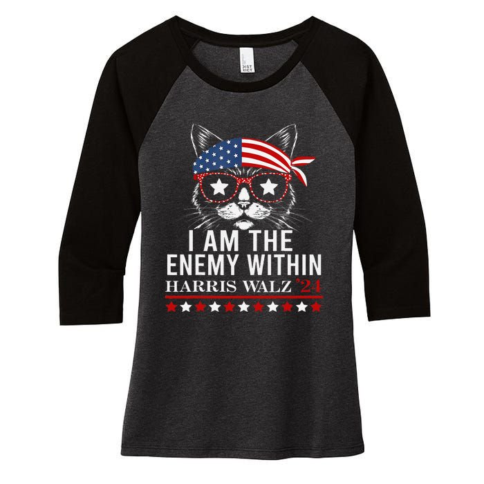 I Am The Enemy Within Harris Walz 2024 Merch Women's Tri-Blend 3/4-Sleeve Raglan Shirt